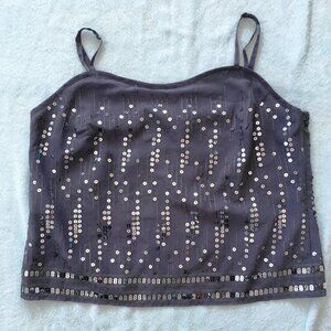 New York & Company, gray sequin halter top, XL, zipper side, w/straps and liner